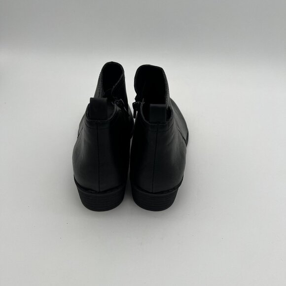 Falls Creek Womens Black Faux Leather Ankle Boots Size 7.5 With Low Block Heel - Picture 3 of 6